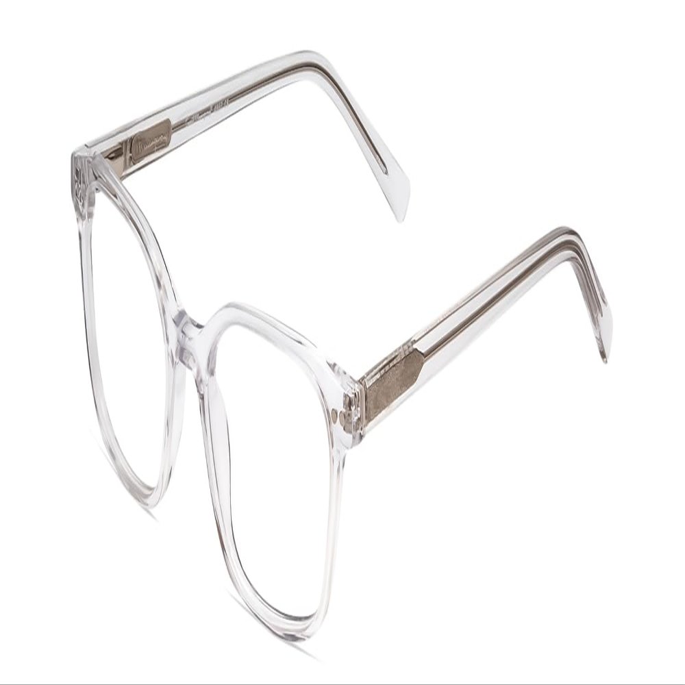 Calabria Ernest 4867 Cat-Eye Blue Light Blocking Reading Glasses +0.50 Clear Crystal/Silver Glitter Accent Men Women