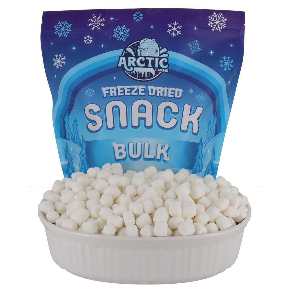 Arctic Farms Freeze Dried Candy Mini Marshmallows Bite Candy Bagged and Boxed (Mini Marshmallows, 1.4lb)