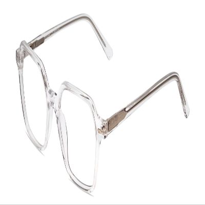 Calabria Ernest 4872 Square Blue Light Blocking Reading Glasses +3.50 Clear Crystal/Silver Glitter Accent Men Women