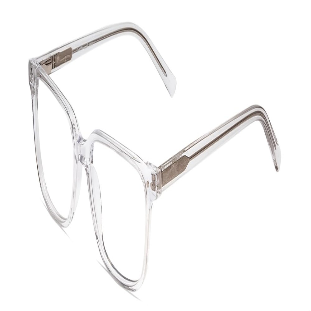 Calabria Ernest 4868 Cat-Eye Blue Light Blocking Reading Glasses +0.50 Clear Crystal/Silver Glitter Accent Men Women
