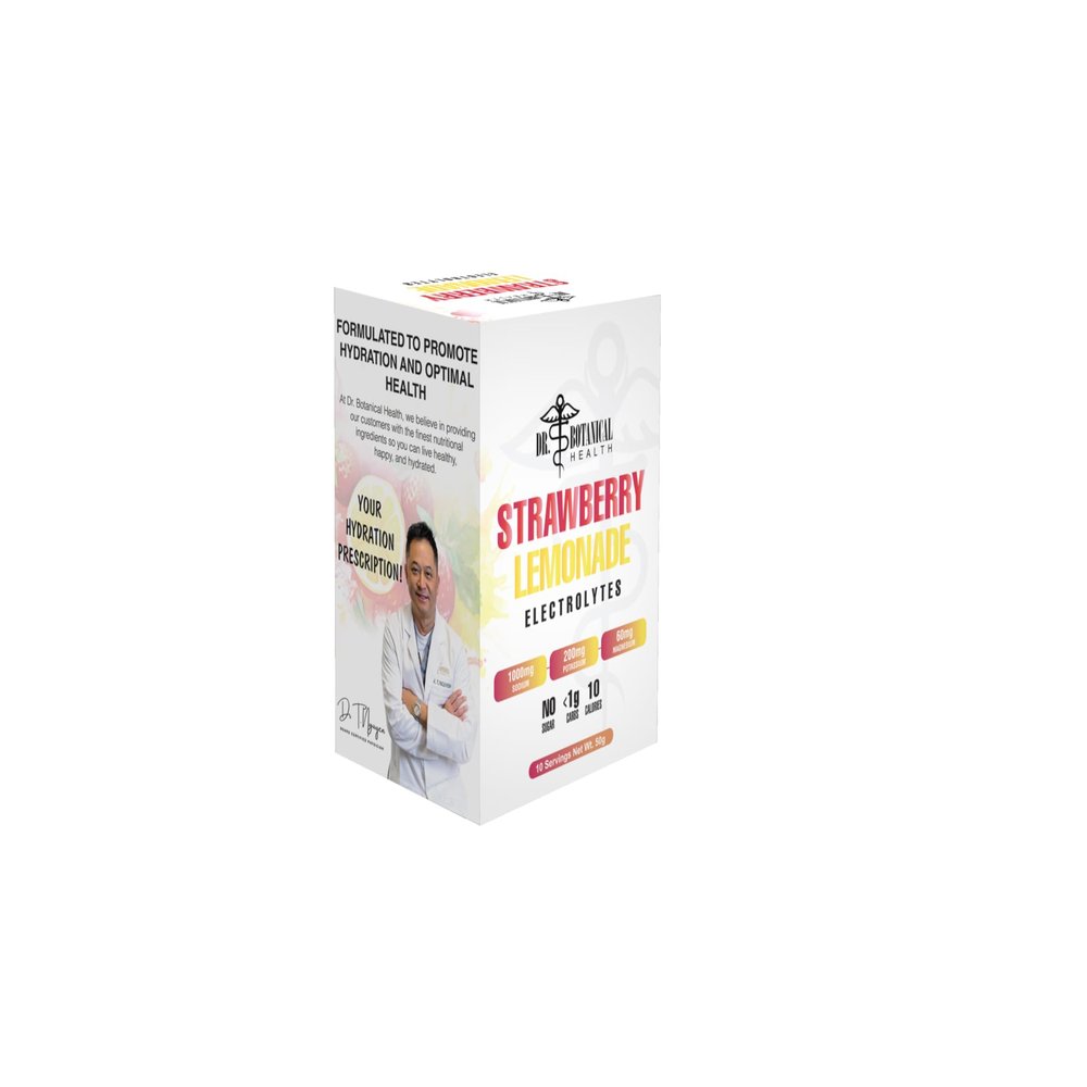 Dr. Botanical Health Electrolyte Drink Mix  Strawberry Lemonade Electrolytes - 10 Count - No Added sugars - On The Go Hydration Packets - No Artificial Colors or Flavors - Vegan, Gluten Free