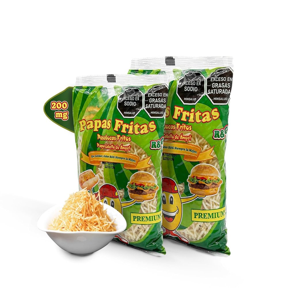 DECA EXPERTS - Shoestring Potato Sticks, Crispy, Crunchy snack Hotdog pack of 2 (7.63Oz - 200gr)- palitos de patatas  fosforito de papa  papa chongo- cabello de ngel - para hotdog