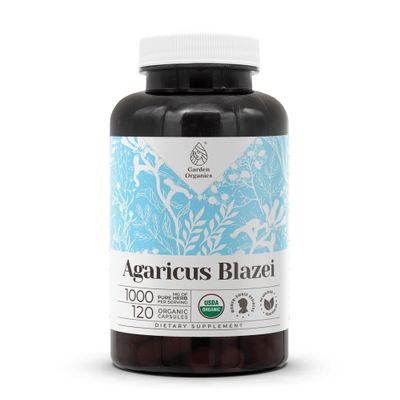 Agaricus Blazei USDA Organic 120 Capsules | High-Potency Natural Supplement | Certified Organic Vegetarian Capsules and Organic Agaricus Blazei (Agaricus blazei murill) Dried Mushroom (120 Capsules)