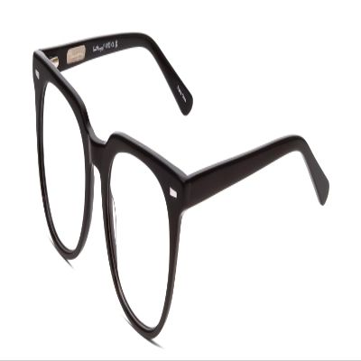 Calabria Ernest 4900 Cat-Eye Blue Light Blocking Reading Glasses +0.00 Gloss Black/Silver Accents Men Women