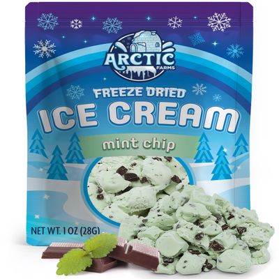 Arctic Farms Freeze Dried Ice Cream that Does Not Melt (Mint Chocolate Chip)