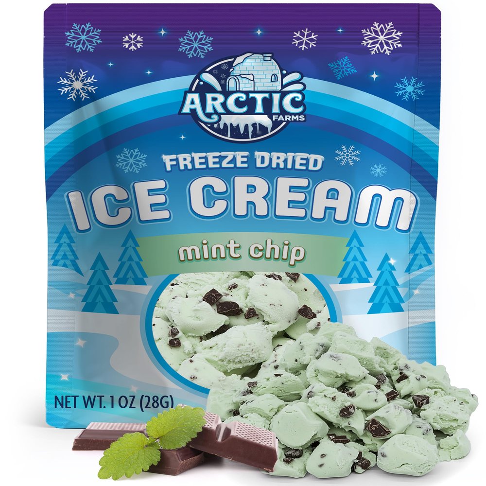 Arctic Farms Freeze Dried Ice Cream that Does Not Melt (Mint Chocolate Chip)