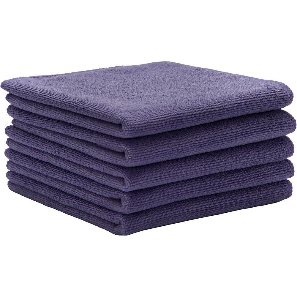 ERC Wiping Products Purple Microfiber Towels, Highly Absorbent, Long Lasting, Lint-Free Cleaning Towels - 50 Pack (14in x 14in)