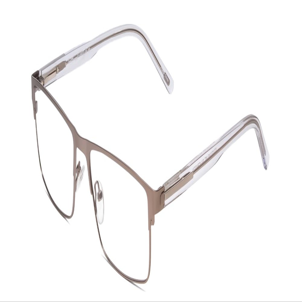 Calabria Ernest 4902 Rectangular Reading Glasses +2.50 Matte Satin Silver/Clear Crystal Men