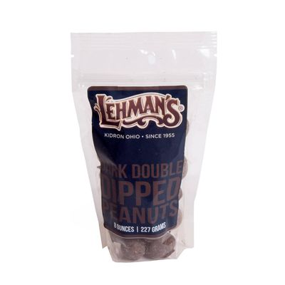 Lehman's Chocolate Covered Peanuts, Double Dipped Nuts in Dark Chocolate Candy, 8 oz Resealable Bag