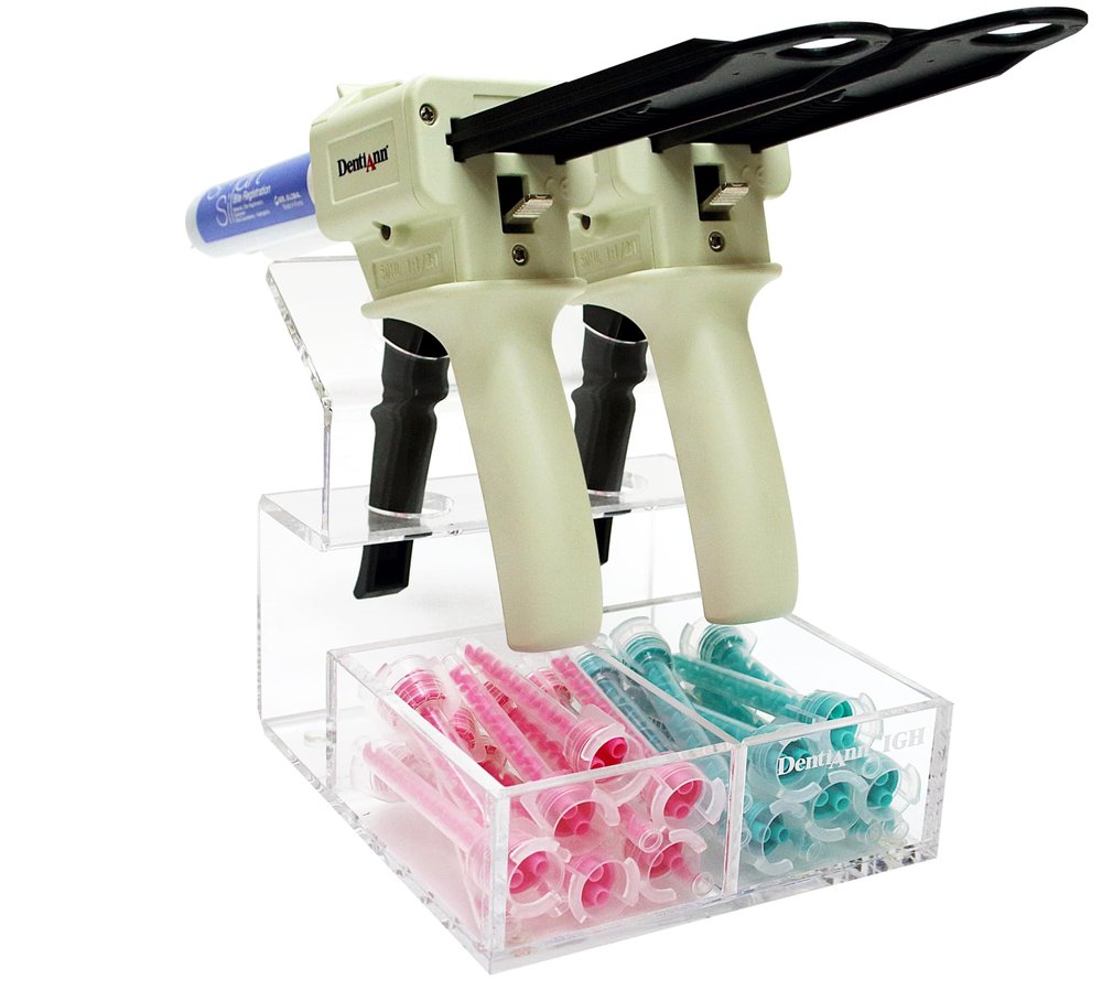 AmeriCan Goods Dental Impression Guns Organizer Clear Acrylic Holds Dental Guns & Mixing Tips (2 Hold)
