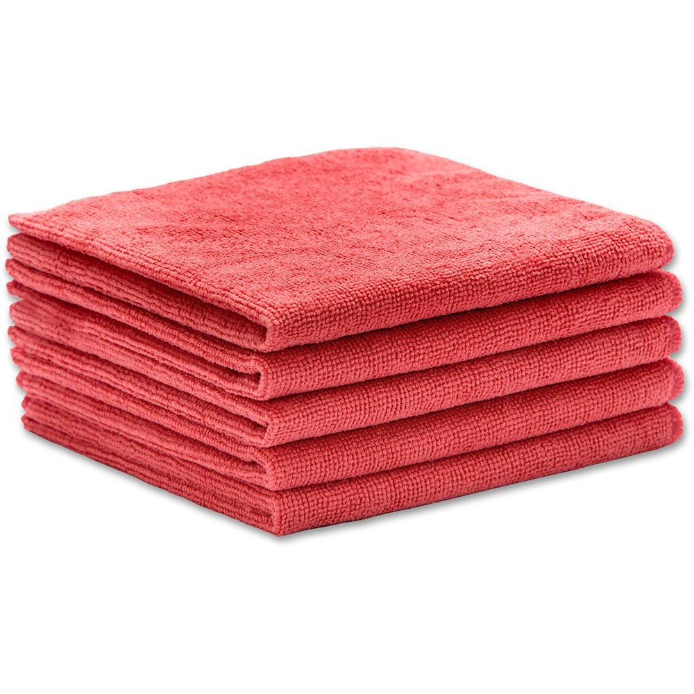 ERC Wiping Products Red Microfiber Towels, Highly Absorbent, Long Lasting, Lint-Free Cleaning Towels - 50 Pack (14in x 14in)