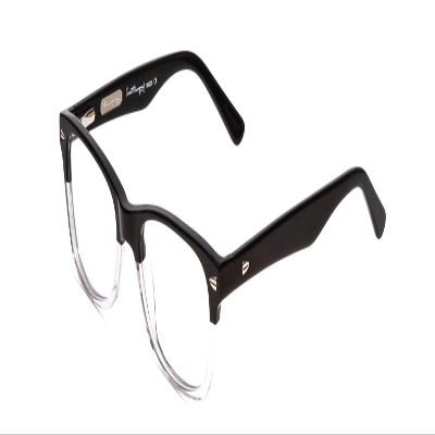 Calabria Ernest 4906 Cat-Eye Blue Light Filter Reading Glasses +2.75 Gloss Black Clear Crystal 2 Tone/Silver Studs Men Women