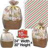 AnapoliZ Christmas Cellophane Wrap Bags | 10 Pcs X-Large 24" X 30" | 2.5 Mil Thick Red & Green Bags for Baskets | Gifts Wrapping | Candy Cane Stripes view 4