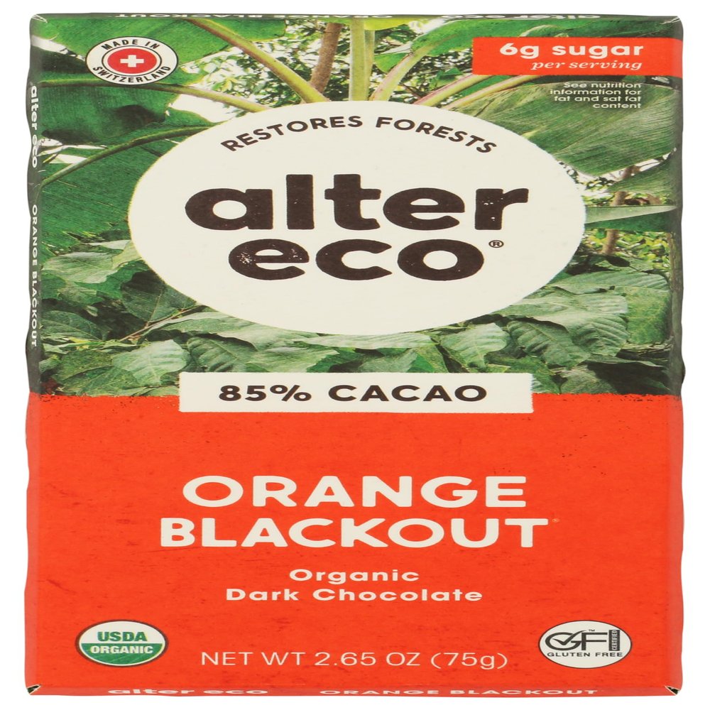 ALTER ECO Organic Orange Blackout 85% Dark Chocolate Bar, 2.65 OZ
