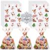 AnapoliZ Christmas Treat Bags - 100 pcs (6" x 9" Inch) | 2.5 Mil Crystal Clear Cellophane With Merry Designs | Santa, Snowman Cello | Party Decorations | Xmas Treats