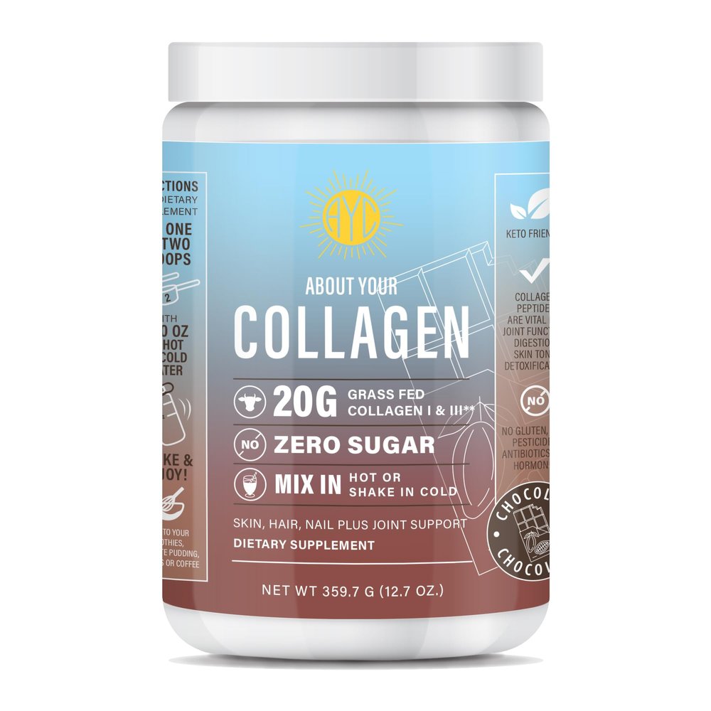 ABOUT YOUR COLLAGEN Chocolate Peptides Powder, Grass Fed Hydrolyzed Type 1&3 Collagen, Promotes Hair, Skin and Nails (30 Servings) (Chocolate)