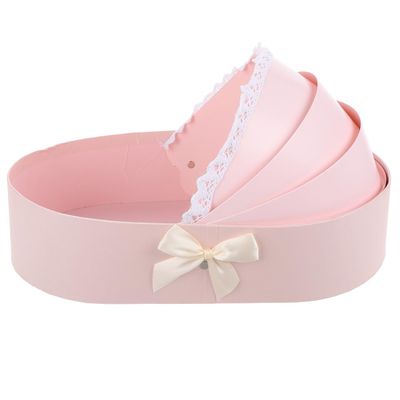 Baby Bedside Crib Basket Florist Presents Wrapping Bag for Baby Shower Flower Bouquet Wrapping for Newborn 100 Days, 1St Birthday Florist Packing Bags Pink