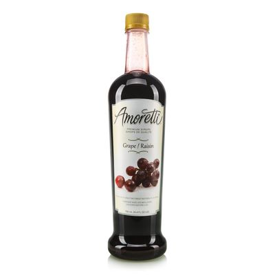 Amoretti - Premium Grape Syrup, 94 Servings Per Bottle (750 ml), with Pump for Flavoring Coffees, Cocktails, and other Beverages, Gluten Free, GMO/GEO Free, Preservative Free