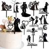 12Pcs Mr and Mrs Cake Topper Mr & Mrs Wedding Cake Toppers Bride and Groom Black Acrylic Wedding Cake Decorations Cake Decor for Engagement Anniversary Cake Decoration Party Supplies view 1