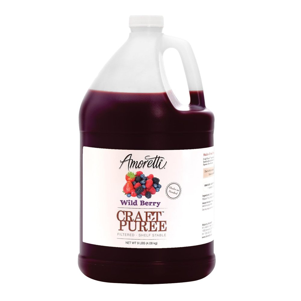 Amoretti - Wild Berry Craft Puree 9 lbs - Perfect for Brewing, Cocktails, and other Beverages, Made of Real Fruit, No Preservatives, Filtered, Super Concentrated, Fully Pasteurized, TTB Registered