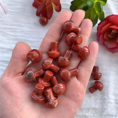KatLin 10pcs/Bag Hand Carving Crystal mini Mushroom Clear Quartz Natural Energy gem Collection Healing Crystal Home Decora Ornaments (Color : Red Jasper)