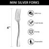 Qeirudu 4 Inch Silver Plastic Mini Forks, 100 Pack Disposable Appetizer Forks Heavy Duty Tiny Forks for Party Small Desserts, Charcuterie, Samples, Cocktails and Strawberries view 2