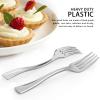 Qeirudu 4 Inch Silver Plastic Mini Forks, 100 Pack Disposable Appetizer Forks Heavy Duty Tiny Forks for Party Small Desserts, Charcuterie, Samples, Cocktails and Strawberries view 4