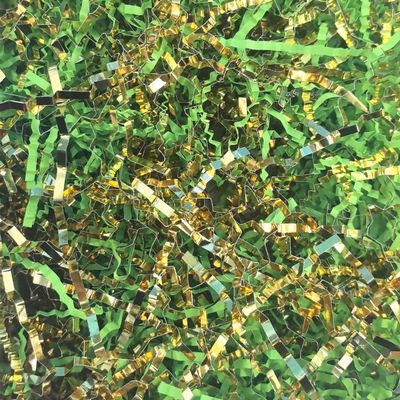 Amsthow Green and Gold Crinkle Paper Filler Shredded Basket Stuffing 1/2 LB Gift Basket Box Wrap Cut Raffia Grass for Easter Decoration Wedding