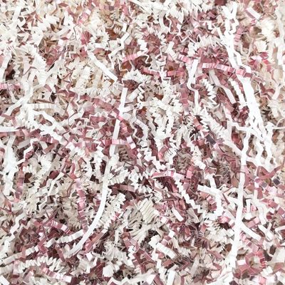 Amsthow Metallic Pink and White Crinkle Paper Filler Gift Wrap Box Filler 1/2 LB Basket Cut Shred Cut Raffia Grass Stuffing for Valentine Day Easter Birthday Decoration
