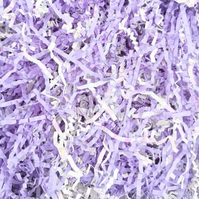 Amsthow Shredded Paper Gift Basket Stuffing 1/2 LB Diamond White and Purple Crinkle Cut Box Wrap Filler Basket Raffia Grass for Easter Valentine's Day Decoration