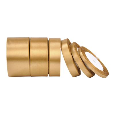 homeemoh Satin Fabric Ribbon Roll 25 Yards x 10mm Fabric Ribbon Decorative Packing Ribbons for Gift Wrapping DIY Bows Sewing Crafts (Glod)