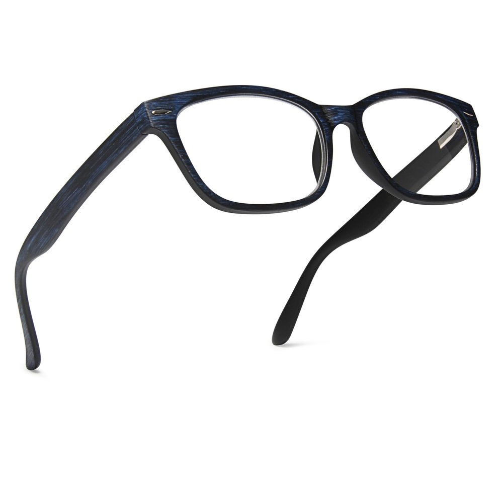 2SeeLife Wood Tone TR-90 Reading Glasses for Men  Medium-Wide Fit, Durable & Sturdy Frame, Spring Hinges, Premium Readers, Blue, +2.50