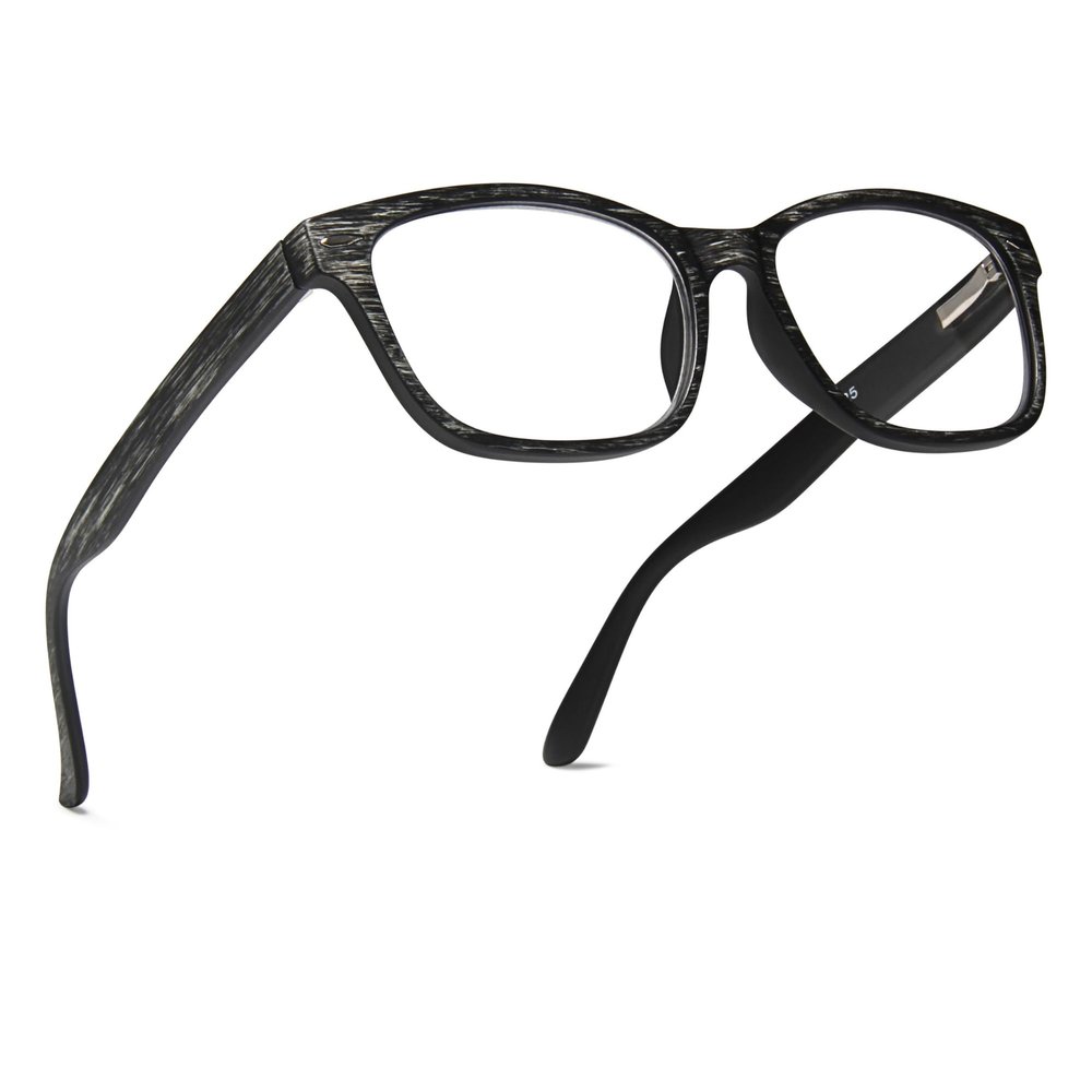 2SeeLife Wood Tone TR-90 Reading Glasses for Men Medium-Wide Fit, Durable & Sturdy Frame, Spring Hinges, Premium Readers, Gray, +3.00