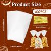 Cellophane Treat Bags, 100 PCS Clear Cellophane Bags, Plastic Cello Candy Cookies Goodie Gift Bag with Twist Ties for Valentines Easter St. Patrick Birthday Graduation Party Favors Supplies 5x11 Inch view 2