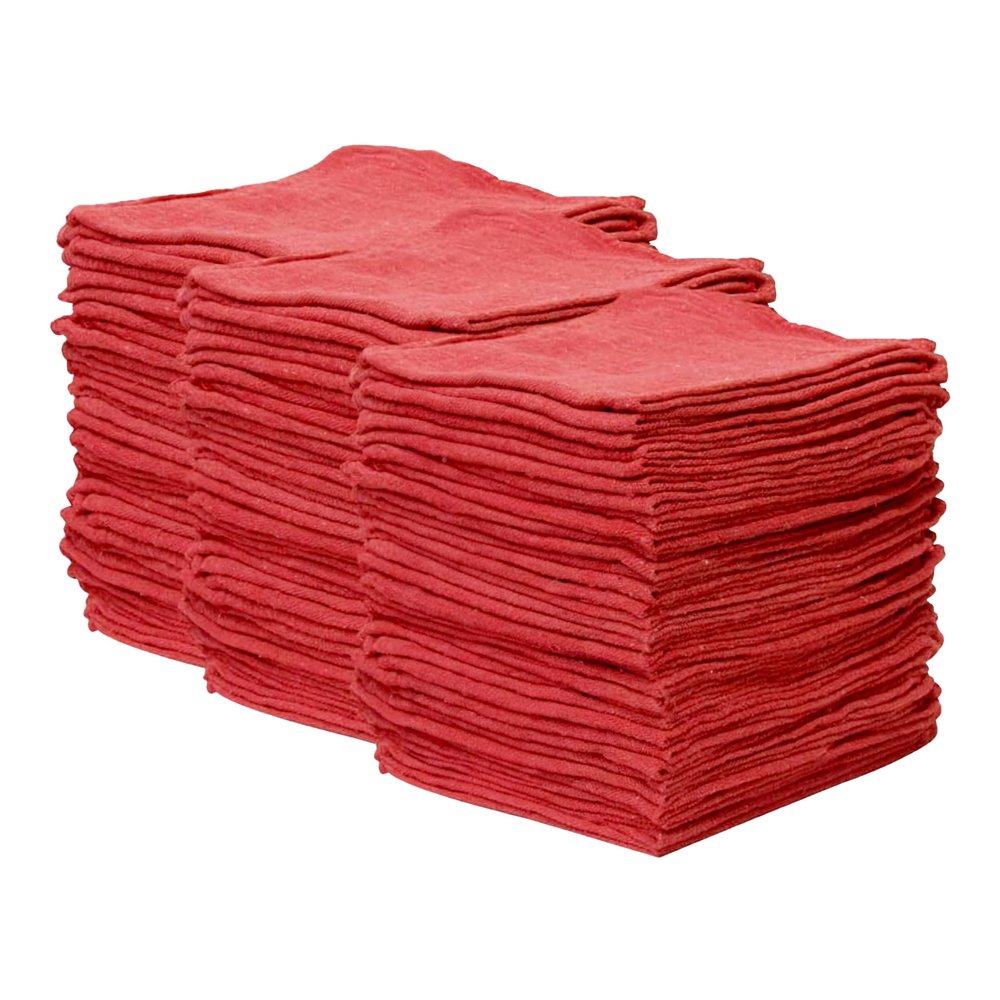 Ocean Cotton Red Shop Towels - Pack of 200 Durable Quality Cleaning Cloths - Reusable Highly Absorbent 15x15 - Use for Shop, Home, Auto & Garage