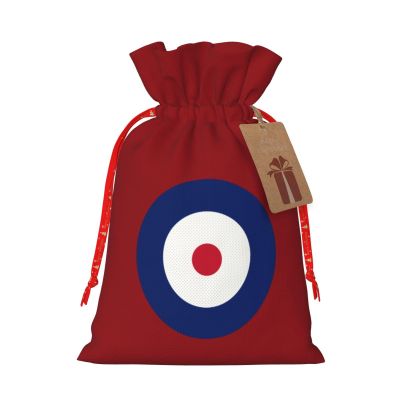 BYOBLU Round British Raf Royal Air Force Christmas Gift Bags, Santa Wrapping Bag,With Drawstring And Tags For Reusable