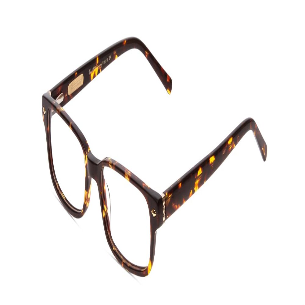 Calabria Ernest 4910 Rectangular Reading Glasses +0.00 Gloss Amber Brown Tortoise Havana/Gold Accents Men Women