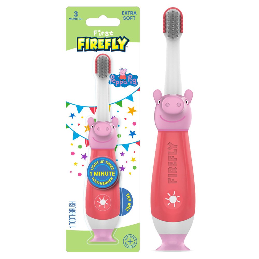 First Firefly Peppa Pig Light Up Timer Toothbrush with Extra Soft Bristles, 1 Count