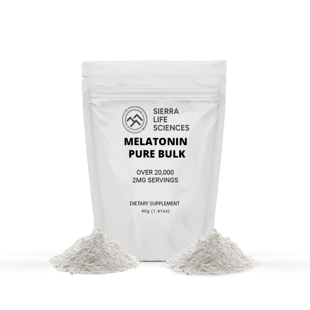 SIERRA LIFE SCIENCES Melatonin | Natural Sleep Aid Bulk Powder | Custom Dose 2mg - 5mg Replace Capsules (40g - 20,000 Doses)
