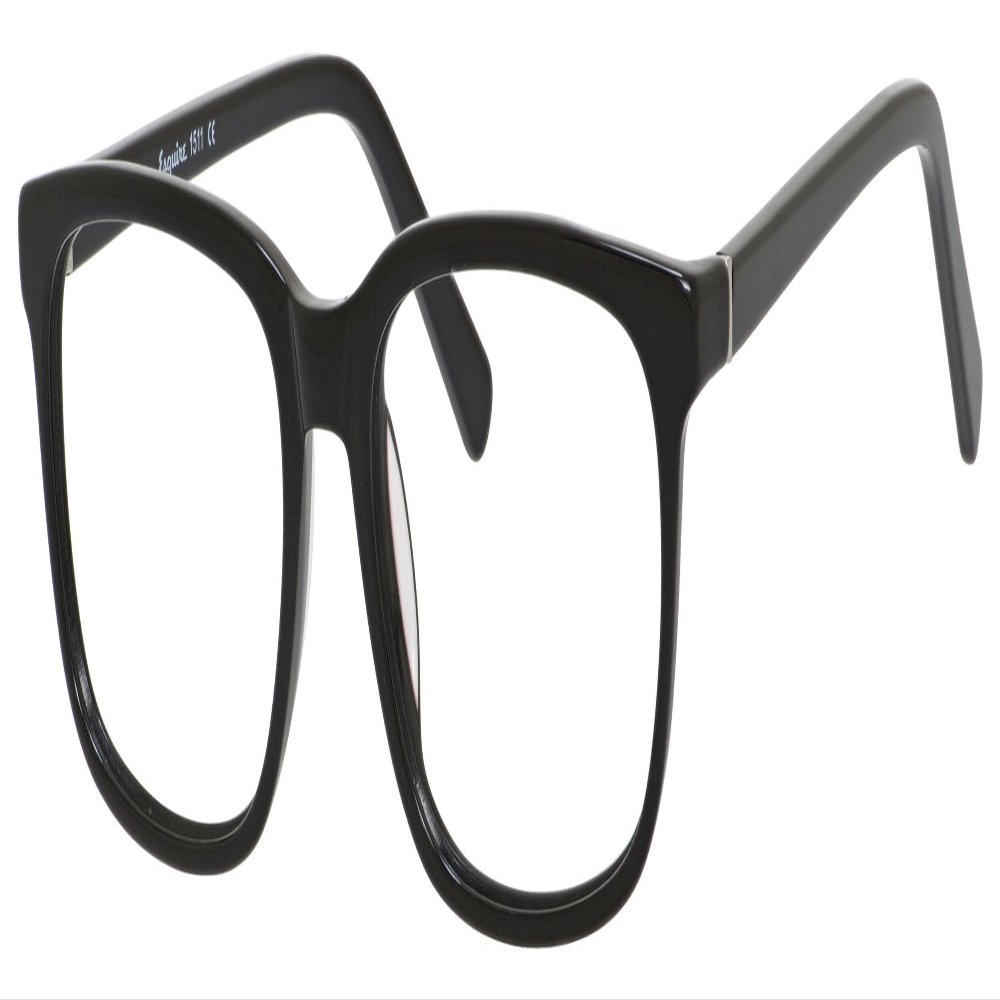 Calabria Esq 1511 Rectangular Blue Light Blocking Reading Glasses +0.00 Black Men Women