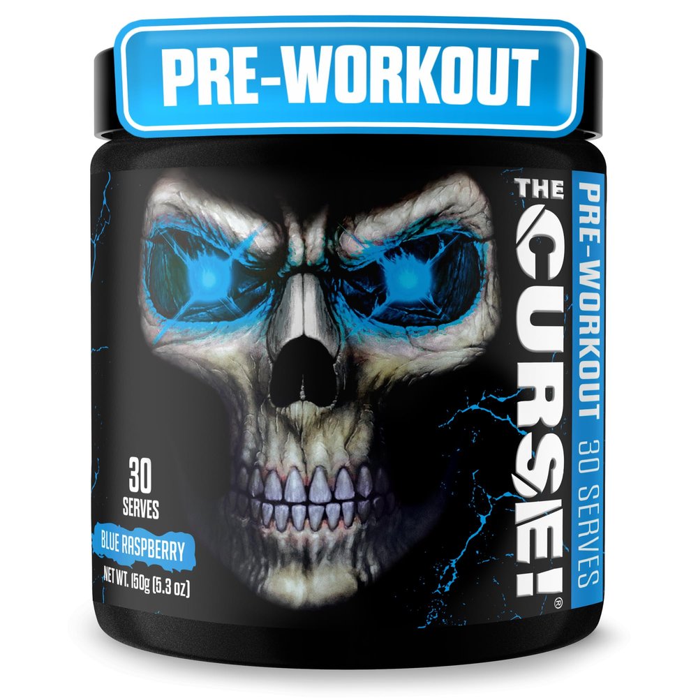 JNX SPORTS The Curse! Pre Workout Powder for Men & Women, Caffeine, Beta-Alanine, Creatine, L-Citrulline, 30 Servings, Blue Raspberry Flavor  Boost Energy, Strength & Focus