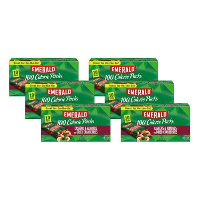 Emerald Nuts, Cashews and Almonds With Dried Cranberries, 100 Calorie Packs, 6.9 Ounce (Pack of 6)
