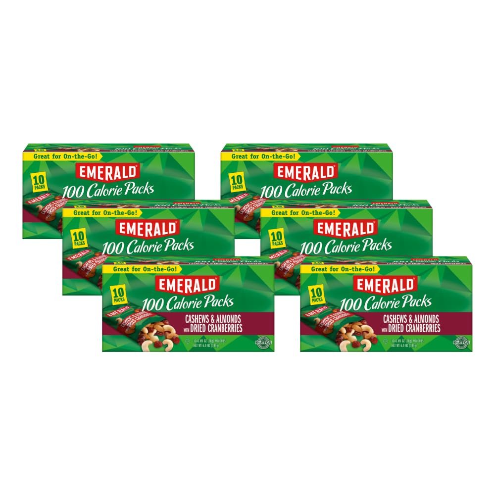 Emerald Nuts, Cashews and Almonds With Dried Cranberries, 100 Calorie Packs, 6.9 Ounce (Pack of 6)