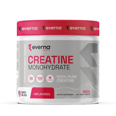 EVERNA Creatine Monohydrate Powder, 10.58oz (300g) Unflavored, 100 Servings, 100% Pure Creatine
