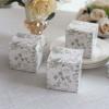 Efavormart 25 Pack White Sage Green Floral Print Paper Cube Gift Boxes with Lids, Cardstock Party Shower Candy Favor Boxes 3"x3"x3" view 1