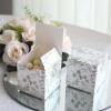 Efavormart 25 Pack White Sage Green Floral Print Paper Cube Gift Boxes with Lids, Cardstock Party Shower Candy Favor Boxes 3"x3"x3" view 2