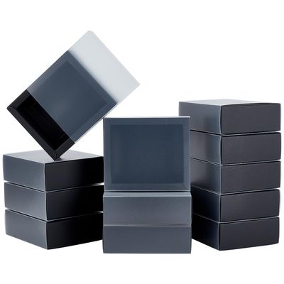 BENECREAT 12 Packs Kraft Paper Gift Boxes, Jewelry Drawer Boxes Black Proposal Boxes with PVC Windows Cover 5x4x1.7 for Party Favor Treats, Bakery, Jewelry, Gift Packaging