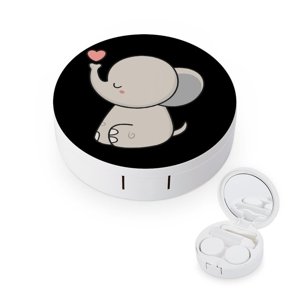 Kawaii Cute Elephant Contact Lens Travel Kit Portable Cute Contact Box with Mirror for Daily Outdoor