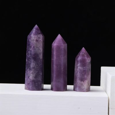 KatLin 1pc Crystal Tower Point Wand Reiki Healing Stone Rose Quartz Amethyst Energy Ore Mineral Polished Crafts Home Decoration Ornaments (Color : Lepidolite, Size : 4-5cm)