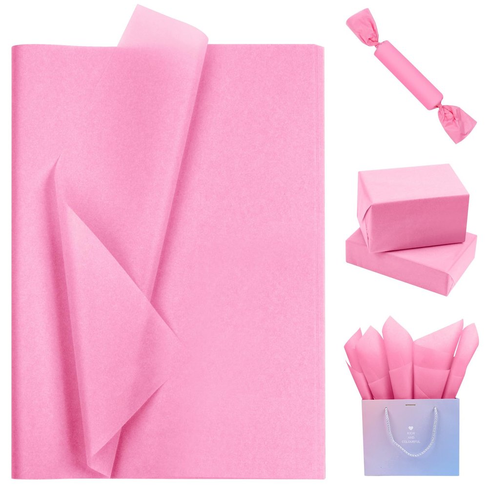 AORZIT 80 Sheets Pink Wrapping Tissue Paper, 14x20 Inch Bulk Packaging for Gift Bag, DIY Crafts, Baby Shower, Valentine's Day, Wedding, Christmas Party Decor